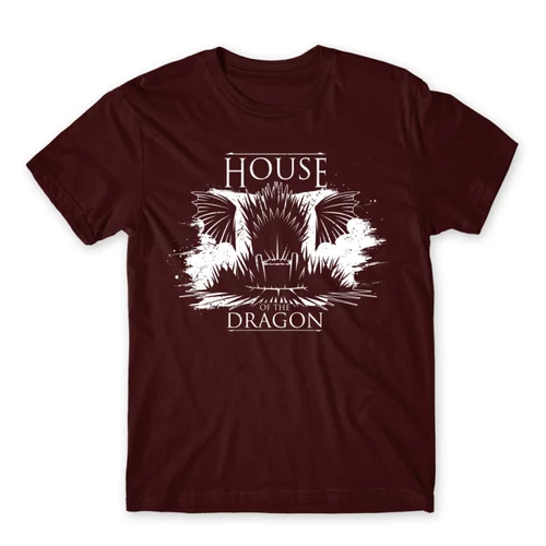 Bordó Sárkányok háza férfi póló - Iron Throne Monochrome
