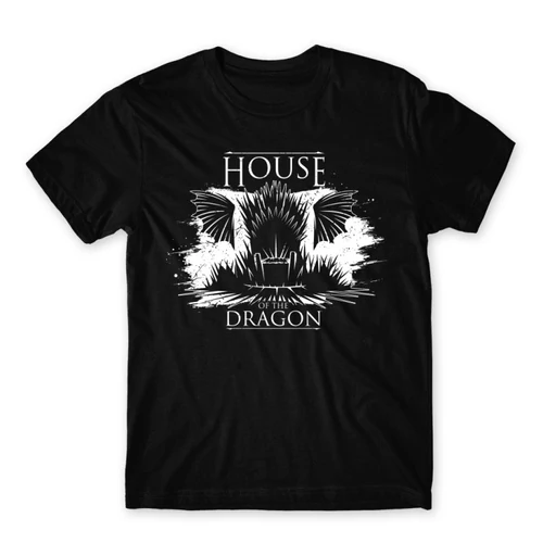 Fekete Sárkányok háza férfi póló - Iron Throne Monochrome