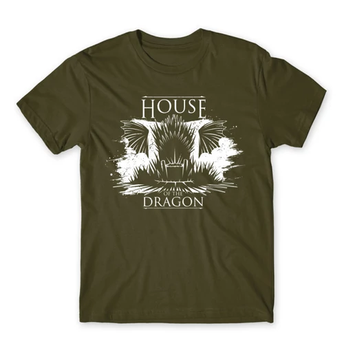 Khaki Sárkányok háza férfi póló - Iron Throne Monochrome