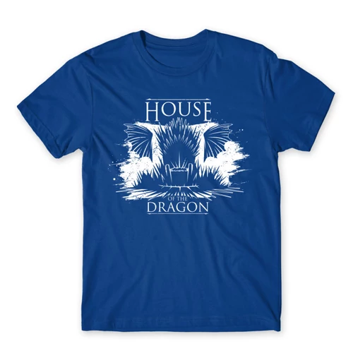 Királykék Sárkányok háza férfi póló - Iron Throne Monochrome