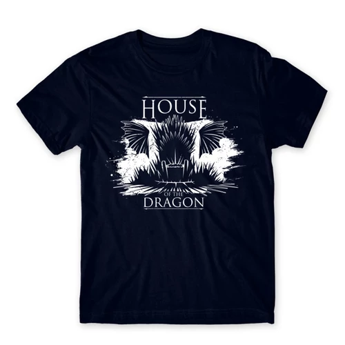 Sötétkék Sárkányok háza férfi póló - Iron Throne Monochrome