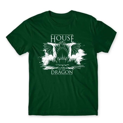 Sötétzöld Sárkányok háza férfi póló - Iron Throne Monochrome