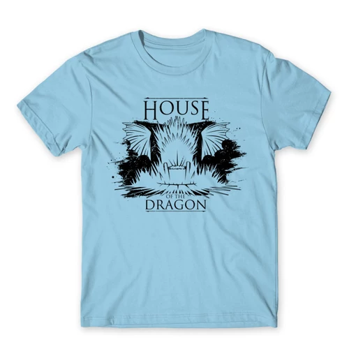 Világoskék Sárkányok háza férfi póló - Iron Throne Monochrome