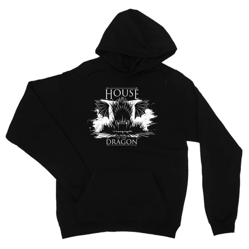 Fekete Sárkányok háza unisex kapucnis pulóver - Iron Throne Monochrome
