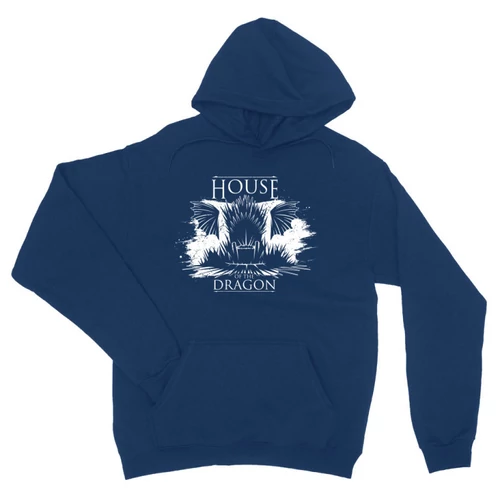 Királykék Sárkányok háza unisex kapucnis pulóver - Iron Throne Monochrome
