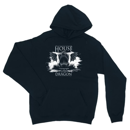 Sötétkék Sárkányok háza unisex kapucnis pulóver - Iron Throne Monochrome