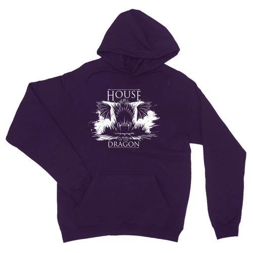 Sötétlila Sárkányok háza unisex kapucnis pulóver - Iron Throne Monochrome