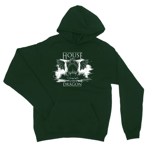 Sötétzöld Sárkányok háza unisex kapucnis pulóver - Iron Throne Monochrome