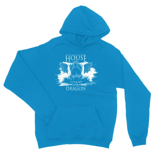 Zafírkék Sárkányok háza unisex kapucnis pulóver - Iron Throne Monochrome