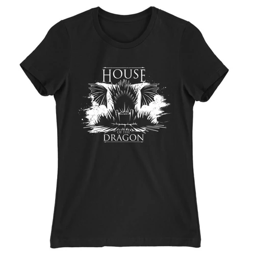 Fekete Sárkányok háza női póló - Iron Throne Monochrome