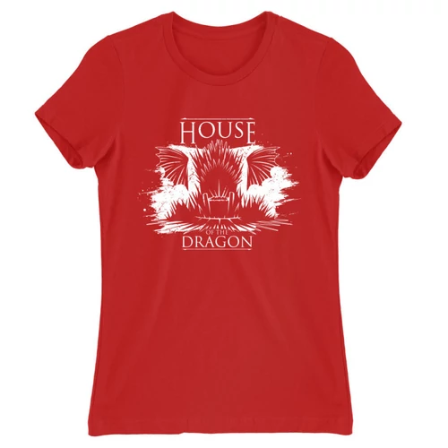 Piros Sárkányok háza női póló - Iron Throne Monochrome