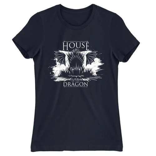 Sötétkék Sárkányok háza női póló - Iron Throne Monochrome