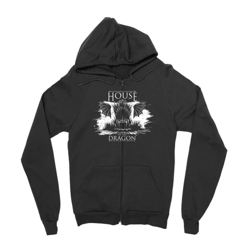 Fekete Sárkányok háza zipzáros pulóver - Iron Throne Monochrome