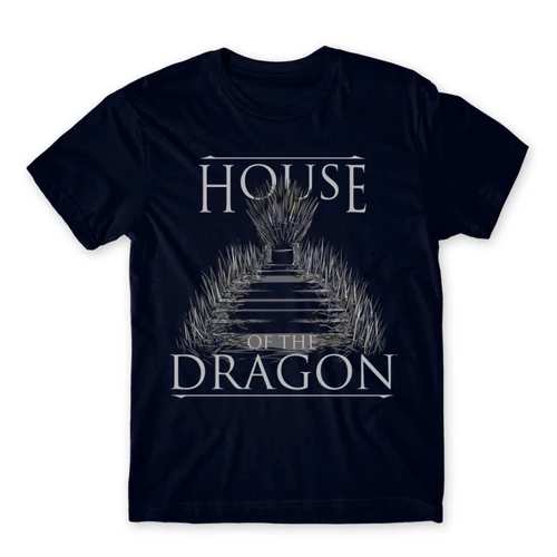 Sötétkék Sárkányok háza férfi póló - Iron Throne