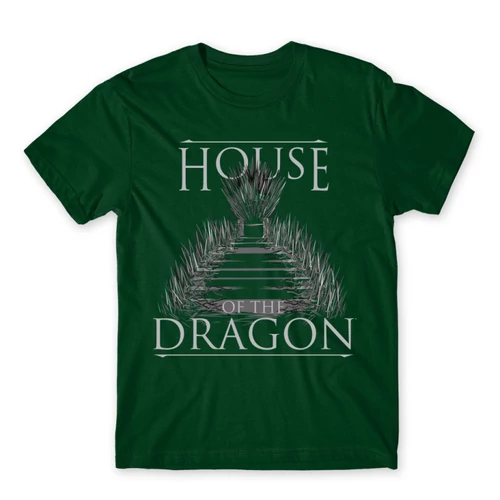 Sötétzöld Sárkányok háza férfi póló - Iron Throne