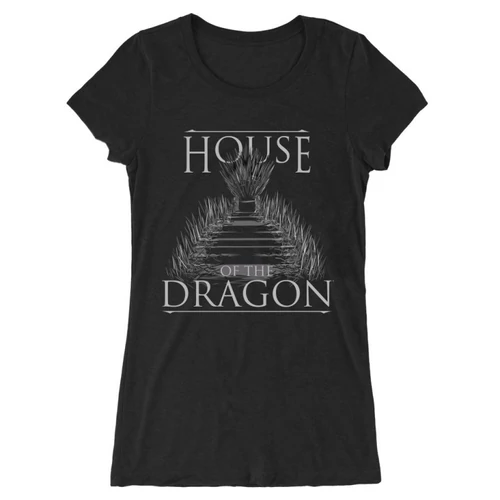 Fekete Sárkányok háza női hosszított póló - Iron Throne