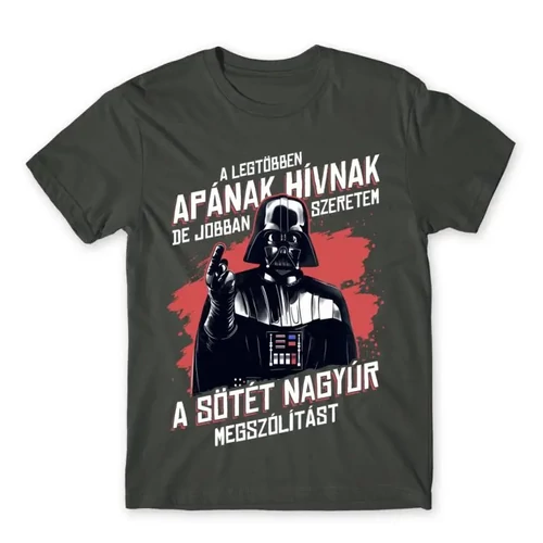 Sötétszürke Star Wars férfi rövid ujjú póló - A legtöbben Apának hívnak - A Sötét Nagyúr