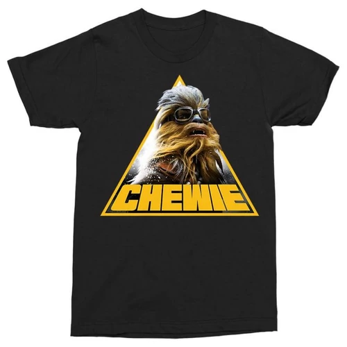 Star Wars férfi rövid ujjú póló - Chewie triangle - Fekete színben