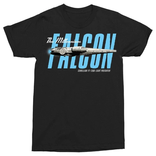 Star Wars férfi rövid ujjú póló - Retro Falcon - Fekete színben