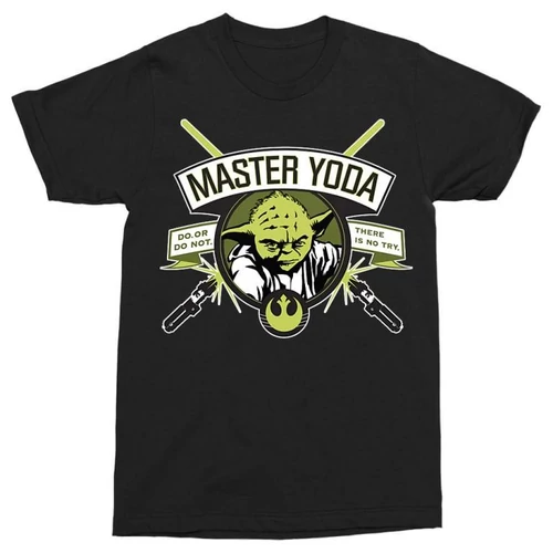 Star Wars férfi rövid ujjú póló - Master Yoda - Fekete színben