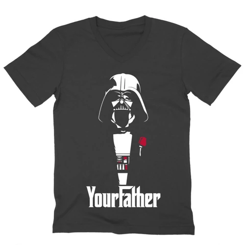 Sötétszürke Star Wars férfi V-nyakú póló - Keresztapád