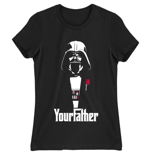 Fekete Star Wars női rövid ujjú póló - Keresztapád