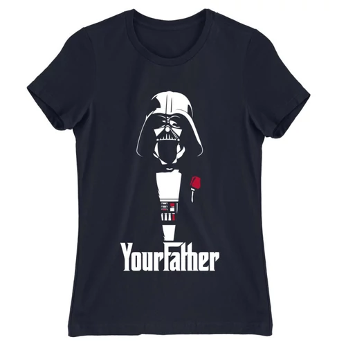 Sötétkék Star Wars női rövid ujjú póló - Keresztapád