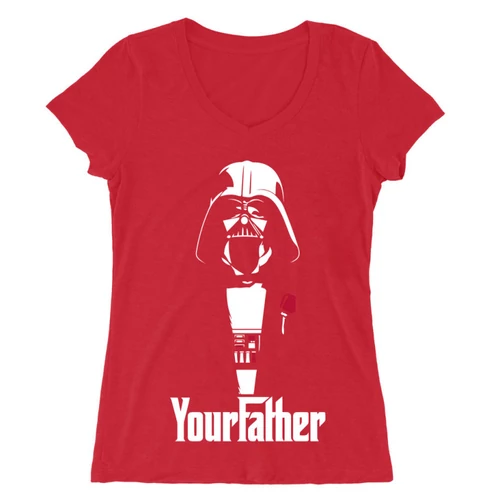 Piros Star Wars női V-nyakú póló - Keresztapádi
