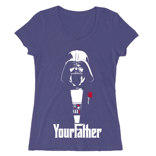 Sötétlila Star Wars női V-nyakú póló - Keresztapád