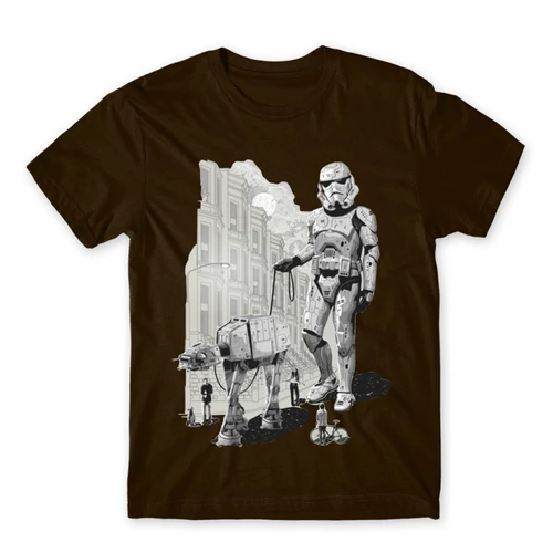 Barna Star Wars férfi rövid ujjú póló - Rohamosztagos és a lépegető