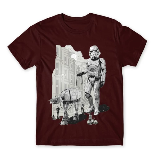 Bordó Star Wars férfi rövid ujjú póló - Rohamosztagos és a lépegető