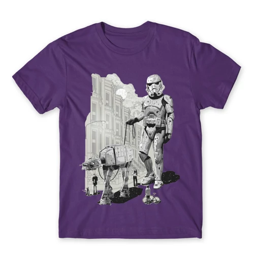 Sötétlila Star Wars férfi rövid ujjú póló - Rohamosztagos és a lépegető