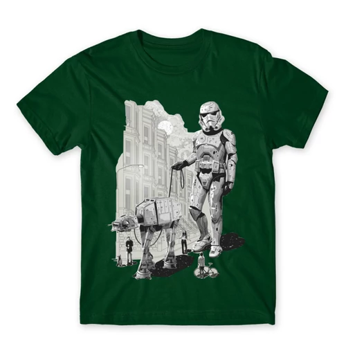 Sötétzöld Star Wars férfi rövid ujjú póló - Rohamosztagos és a lépegető