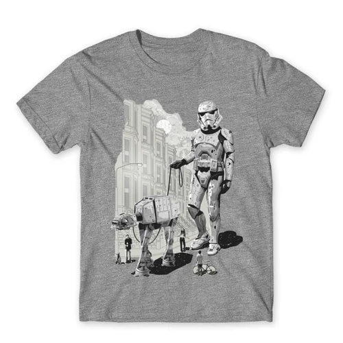 Sportszürke Star Wars férfi rövid ujjú póló - Rohamosztagos és a lépegető