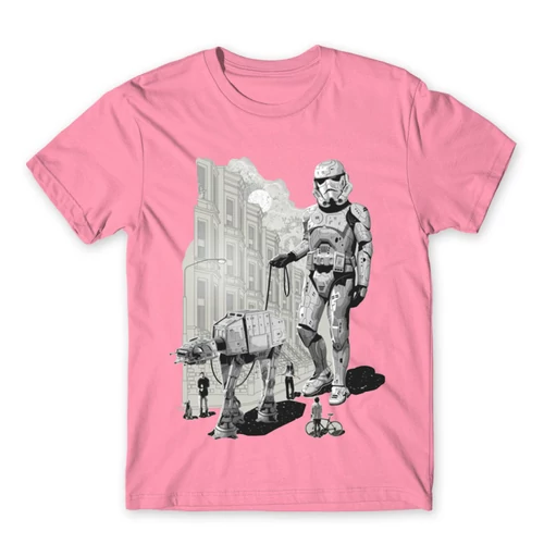Világos rózsaszín Star Wars férfi rövid ujjú póló - Rohamosztagos és a lépegető
