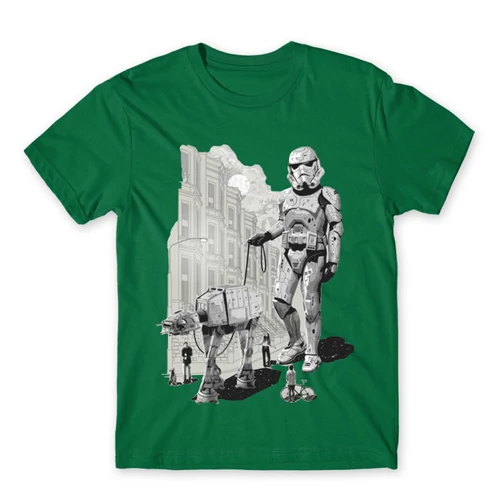 Zöld Star Wars férfi rövid ujjú póló - Rohamosztagos és a lépegető