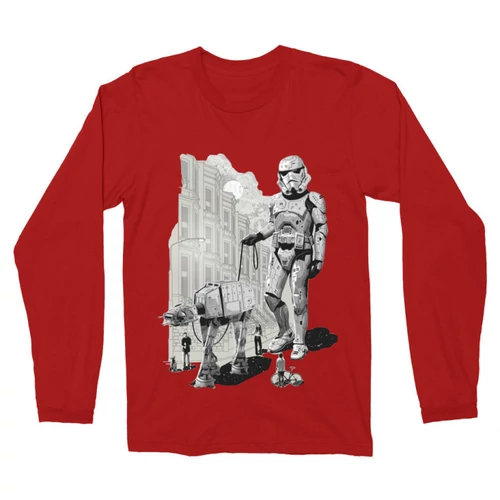 Piros Star Wars férfi hosszú ujjú póló - Rohamosztagos és a lépegető