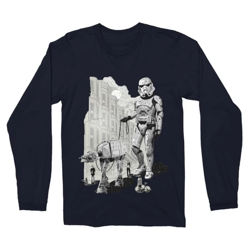 Sötétkék Star Wars férfi hosszú ujjú póló - Rohamosztagos és a lépegető