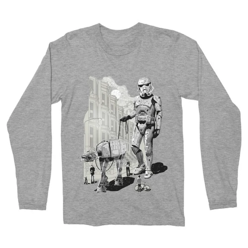 Sportszürke Star Wars férfi hosszú ujjú póló - Rohamosztagos és a lépegető