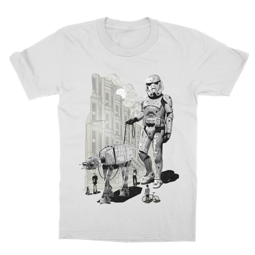 Fehér Star Wars gyerek rövid ujjú póló - Rohamosztagos és a lépegető