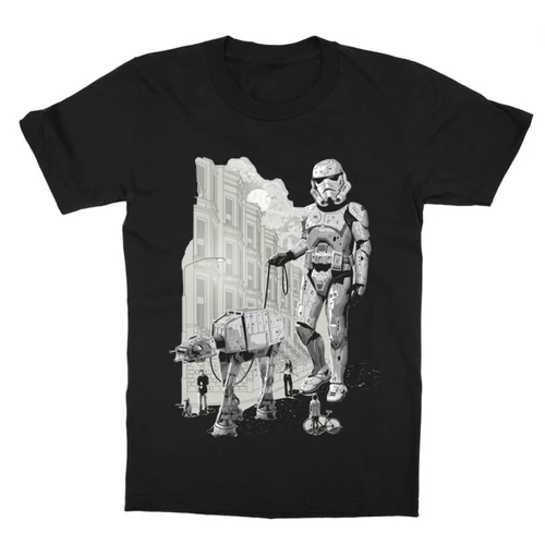 Fekete Star Wars gyerek rövid ujjú póló - Rohamosztagos és a lépegető