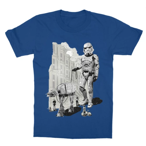 Királykék Star Wars gyerek rövid ujjú póló - Rohamosztagos és a lépegető