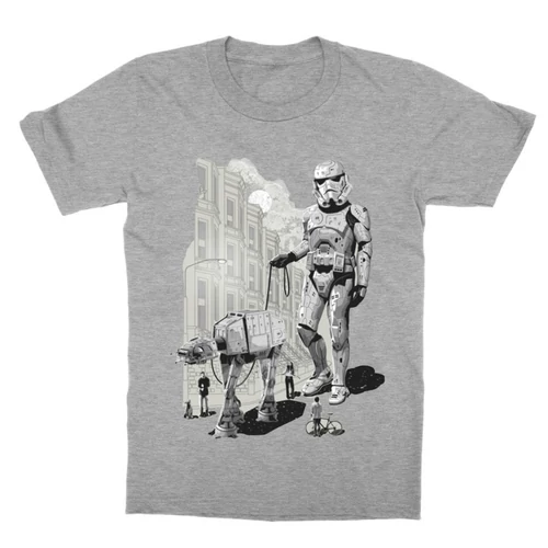 Sportszürke Star Wars gyerek rövid ujjú póló - Rohamosztagos és a lépegető
