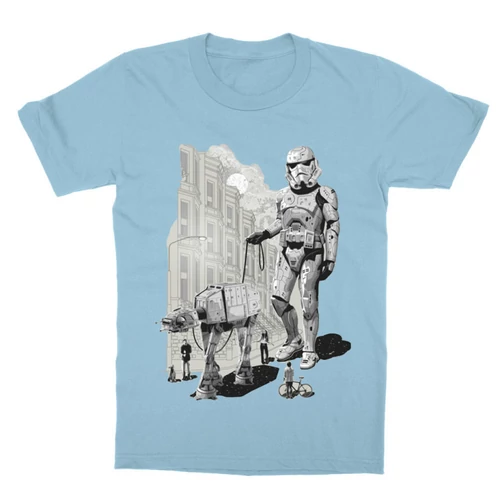 Világoskék Star Wars gyerek rövid ujjú póló - Rohamosztagos és a lépegető