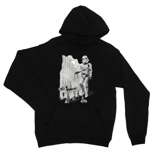 Fekete Star Wars unisex kapucnis pulóver - Rohamosztagos és a lépegető
