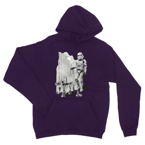 Sötétlila Star Wars unisex kapucnis pulóver - Rohamosztagos és a lépegető