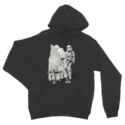 Sötétszürke Star Wars unisex kapucnis pulóver - Rohamosztagos és a lépegető