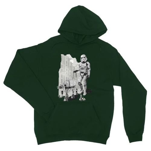 Sötétzöld Star Wars unisex kapucnis pulóver - Rohamosztagos és a lépegető