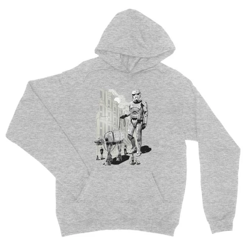 Sportszürke Star Wars unisex kapucnis pulóver - Rohamosztagos és a lépegető