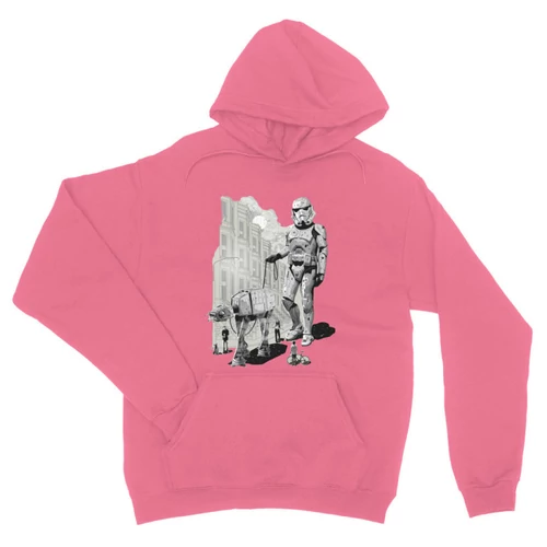 Világos rózsaszín Star Wars unisex kapucnis pulóver - Rohamosztagos és a lépegető